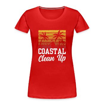 Nettoyage de la plage côtière Nettoyage de la plage - T-shirt bio Premium Femme - rouge - Devant - Mia (176cm)