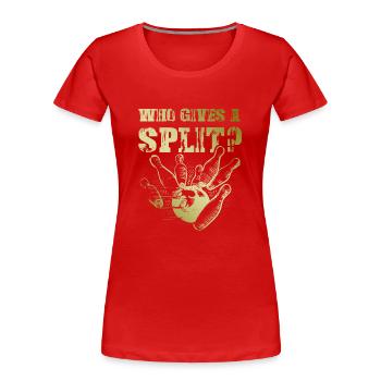 Bowling Split - T-shirt bio Premium Femme - rouge - Devant - Mia (176cm)
