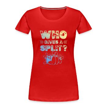 Bowling Split - T-shirt bio Premium Femme - rouge - Devant - Mia (176cm)