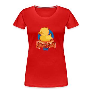 Canards en caoutchouc Canard Duck Lovers Salle de bain - T-shirt bio Premium Femme - rouge - Devant - Mia (176cm)