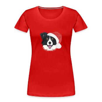 Border Collie Frohe Weihnachten - Frauen Premium Bio T-Shirt - Rot - Vorne - Mia (176cm)