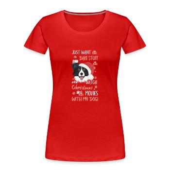 Border Collie Merry Christmas - Women's Premium Organic T-Shirt - red - Front - Mia (176cm)