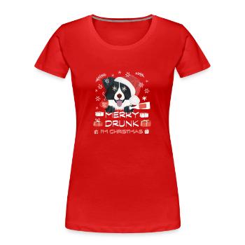 Border Collie Weihnachtsmarkt - Frauen Premium Bio T-Shirt - Rot - Vorne - Mia (176cm)