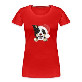 Border Collie Frohe Weihnachten - Frauen Premium Bio T-Shirt - Rot - Vorne - Mia (176cm)