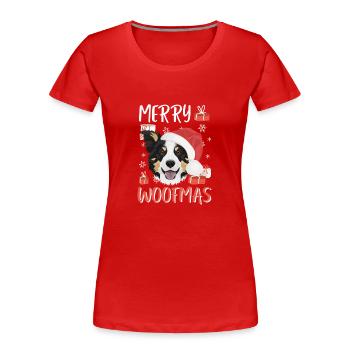Border Collie Frohe Weihnachten - Frauen Premium Bio T-Shirt - Rot - Vorne - Mia (176cm)
