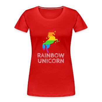 Lgbtq Rainbow Unicorn Christmas Funny - Women's Premium Organic T-Shirt - red - Front - Mia (176cm)