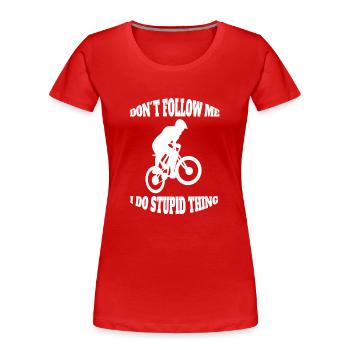 Mountainbike Fahrradtour Fahrradfahrer Radfahren - Frauen Premium Bio T-Shirt - Rot - Vorne - Mia (176cm)