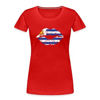 Uruguay Flagge Herz Lateinamerika Reisen Urlaub - Frauen Premium Bio T-Shirt - Rot - Vorne - Mia (176cm)