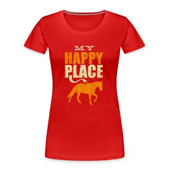 Reiten, Auf Dem Rücken Des Pferdes - Frauen Premium Bio T-Shirt - Rot - Vorne - Mia (176cm)