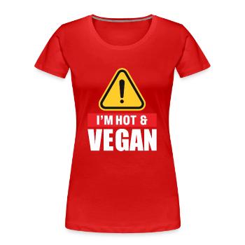 I'm hot & vegan - Women's Premium Organic T-Shirt - red - Front - Mia (176cm)