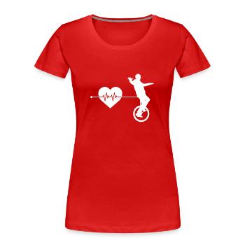 Battements de cœur monocycle - T-shirt bio Premium Femme - rouge - Devant - Mia (176cm)