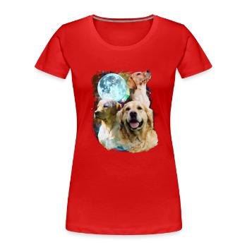3 Mond Labrador Hund Liebhaber Cool Tier Haustier Neuheit - Frauen Premium Bio T-Shirt - Rot - Vorne - Mia (176cm)