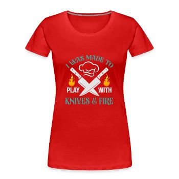 Chef Citation Cadeau Drôle Chef - T-shirt bio Premium Femme - rouge - Devant - Mia (176cm)