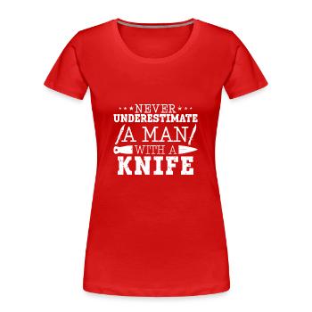 Knife Throwing Disc Gift Knife Thrower - Women's Premium Organic T-Shirt - red - Front - Mia (176cm)
