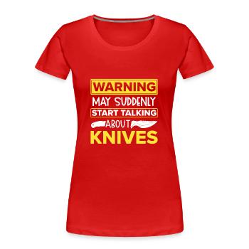 Knife Throwing Disc Gift Knife Thrower - Women's Premium Organic T-Shirt - red - Front - Mia (176cm)
