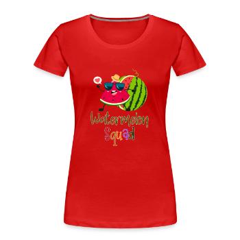 Watermelon Squad Slice Melon Fruits de vacances d’été - T-shirt bio Premium Femme - rouge - Devant - Mia (176cm)