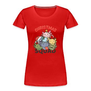 Axolotl Arbre de Noël Escouade de Noël Axolotls - T-shirt bio Premium Femme - rouge - Devant - Mia (176cm)