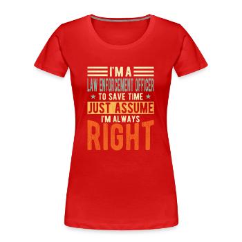 Policier - T-shirt bio Premium Femme - rouge - Devant - Mia (176cm)