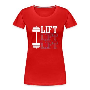 Lift Workout Gewichtheber Gym Gewichtheben - Frauen Premium Bio T-Shirt - Rot - Vorne - Mia (176cm)