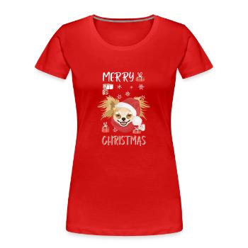 Chihuahua Joyeux Noël - T-shirt bio Premium Femme - rouge - Devant - Mia (176cm)