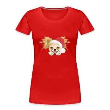 Chihuahua Joyeux Noël - T-shirt bio Premium Femme - rouge - Devant - Mia (176cm)