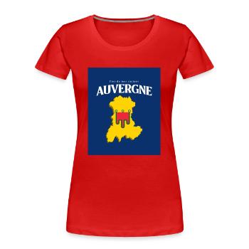 Fier de mes Racines Auvergne Bleu - T-shirt bio Premium Femme - rouge - Devant - Mia (176cm)