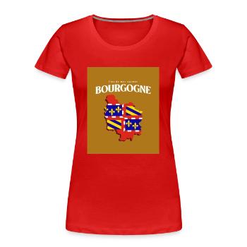 Fier de mes Racines Bourgogne Or - T-shirt bio Premium Femme - rouge - Devant - Mia (176cm)