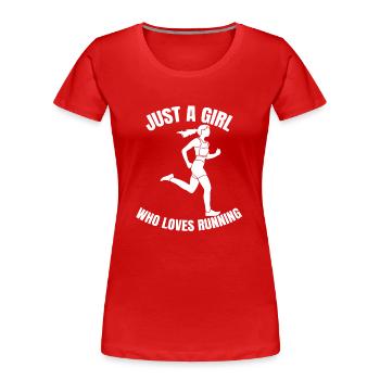 Jogger cardio training race fit jogging running - Women's Premium Organic T-Shirt - red - Front - Mia (176cm)