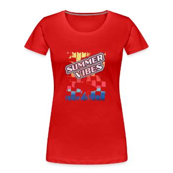 Ambiance estivale Plage d’été ensoleillée - T-shirt bio Premium Femme - rouge - Devant - Mia (176cm)