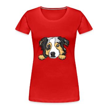 Hund - Frauen Premium Bio T-Shirt - Rot - Vorne - Mia (176cm)