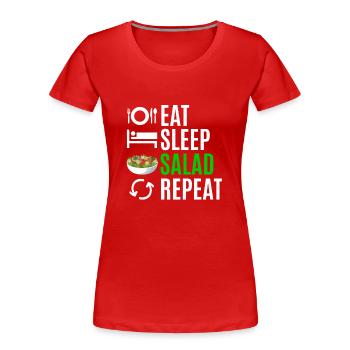 Manger de la salade de sommeil Répéter - T-shirt bio Premium Femme - rouge - Devant - Mia (176cm)