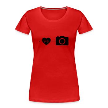 Caméra Photographie Heartbeat - T-shirt bio Premium Femme - rouge - Devant - Mia (176cm)