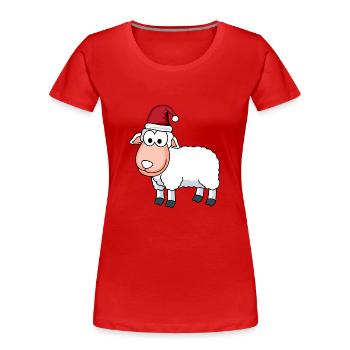 Schaf Comic Weihnachten - Frauen Premium Bio T-Shirt - Rot - Vorne - Mia (176cm)