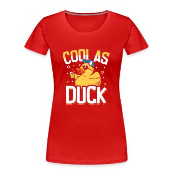 Canards en caoutchouc Canard Duck Lovers Salle de bain - T-shirt bio Premium Femme - rouge - Devant - Mia (176cm)