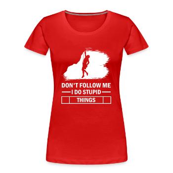 Klettersport Klettern Solo Climbing Frauen - Frauen Premium Bio T-Shirt - Rot - Vorne - Mia (176cm)