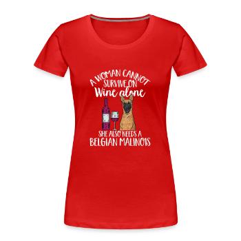Malinois Berger Belge Malines Chien - T-shirt bio Premium Femme - rouge - Devant - Mia (176cm)