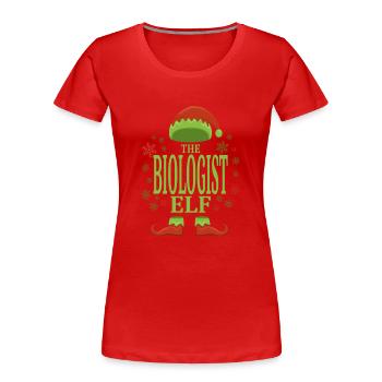 Biologe Weihnachtself - Frauen Premium Bio T-Shirt - Rot - Vorne - Mia (176cm)