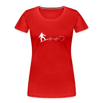 Herzschlag Snowboard Mann Humor Snowboarder - Frauen Premium Bio T-Shirt - Rot - Vorne - Mia (176cm)