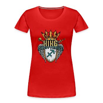 Signe du zodiaque du Sagittaire - T-shirt bio Premium Femme - rouge - Devant - Mia (176cm)