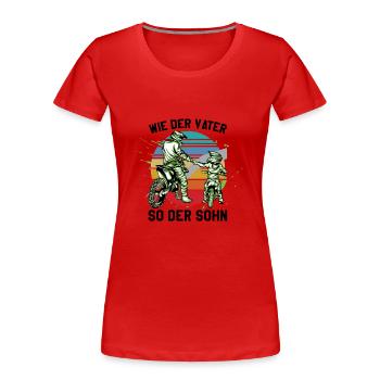 Père et fils Motocross - T-shirt bio Premium Femme - rouge - Devant - Mia (176cm)