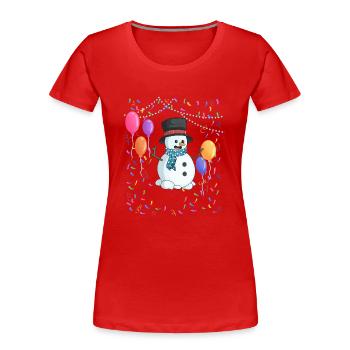 Snowman Winter Ice Party - Women's Premium Organic T-Shirt - red - Front - Mia (176cm)