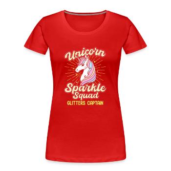 Unicorn Sparkle Squad Cutter Captain - Frauen Premium Bio T-Shirt - Rot - Vorne - Mia (176cm)