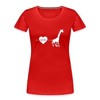 Giraffe Herzschlag - Frauen Premium Bio T-Shirt - Rot - Vorne - Mia (176cm)