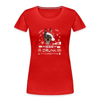 Dobermann Weihnachtsmarkt - Frauen Premium Bio T-Shirt - Rot - Vorne - Mia (176cm)