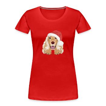 Deutsch Cocker Spaniel Joyeux Noël - T-shirt bio Premium Femme - rouge - Devant - Mia (176cm)