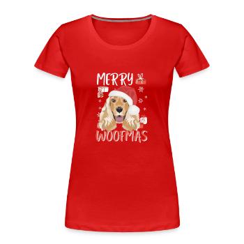 Deutsch Cocker Spaniel Joyeux Noël - T-shirt bio Premium Femme - rouge - Devant - Mia (176cm)
