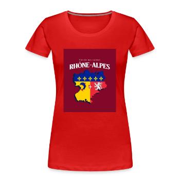 Fier de mes Racines Rhône-Alpes Rouge - T-shirt bio Premium Femme - rouge - Devant - Mia (176cm)