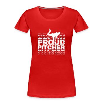 Stolzer Baseball Pitcher Hobby Werfer Spieler - Frauen Premium Bio T-Shirt - Rot - Vorne - Mia (176cm)