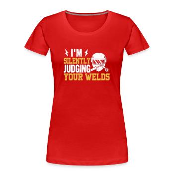 Schweißer Beruf Hitze Stahl Gas WIG MAG Schweißen - Frauen Premium Bio T-Shirt - Rot - Vorne - Mia (176cm)
