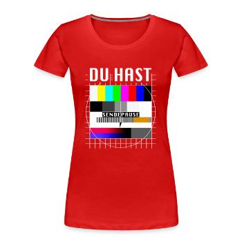 Du Hast Sendepause Testbild 90er Party 80er Jahre - Frauen Premium Bio T-Shirt - Rot - Vorne - Mia (176cm)